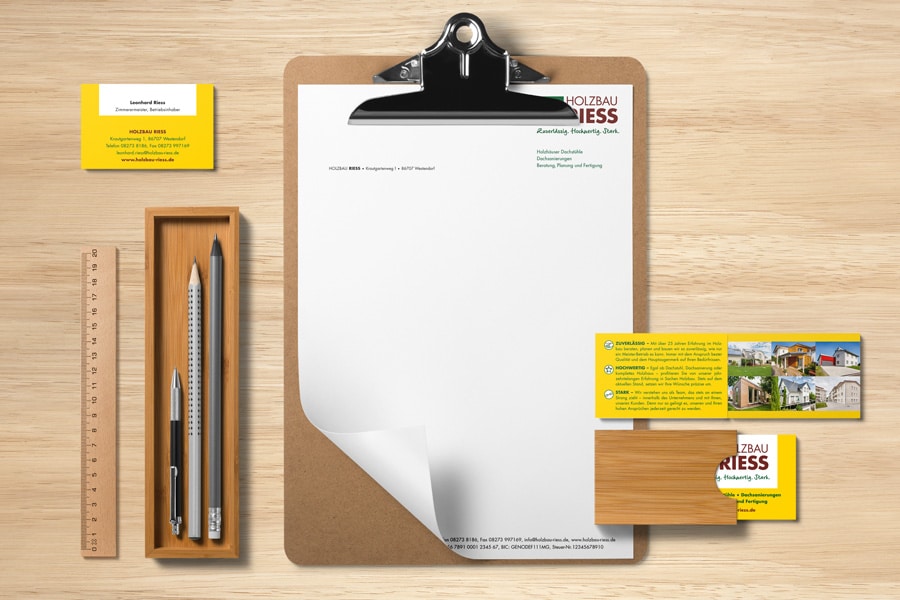 HR corporate design Briefbogen und Visitenkarten mit Schuber
