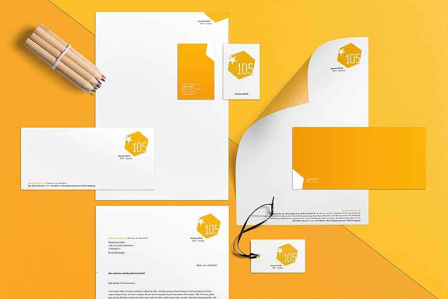 s105 corporate design Briefbogen Anschreiben und Visitenkarten