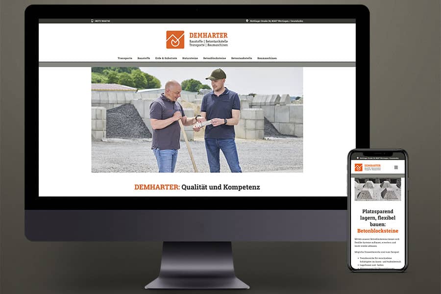 Startseite auf diversen Endgeräten Demharter
