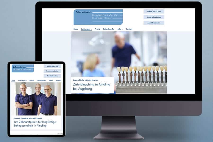 Übersicht Webdesign der Zahnarztpraxis