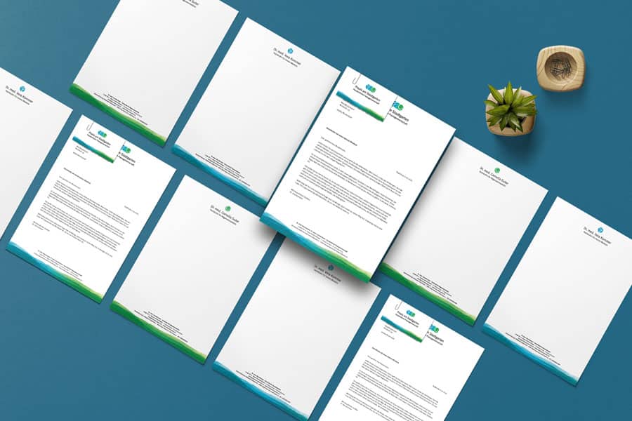 PAS_papers_1 Briefpapiere der Praxisgemeinschaft nebeneinander