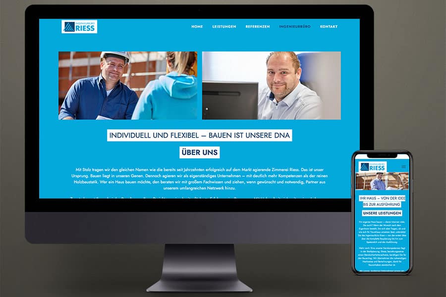 TR_Web_kl_1 Webdesign von Ingenieurbüro Riess, Desktopansicht, responsive